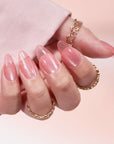 Faux-ongles pailletés rose