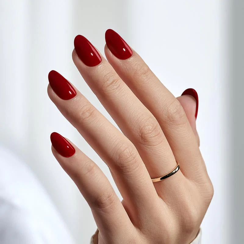 Faux-ongles reutilisables rouge foncé