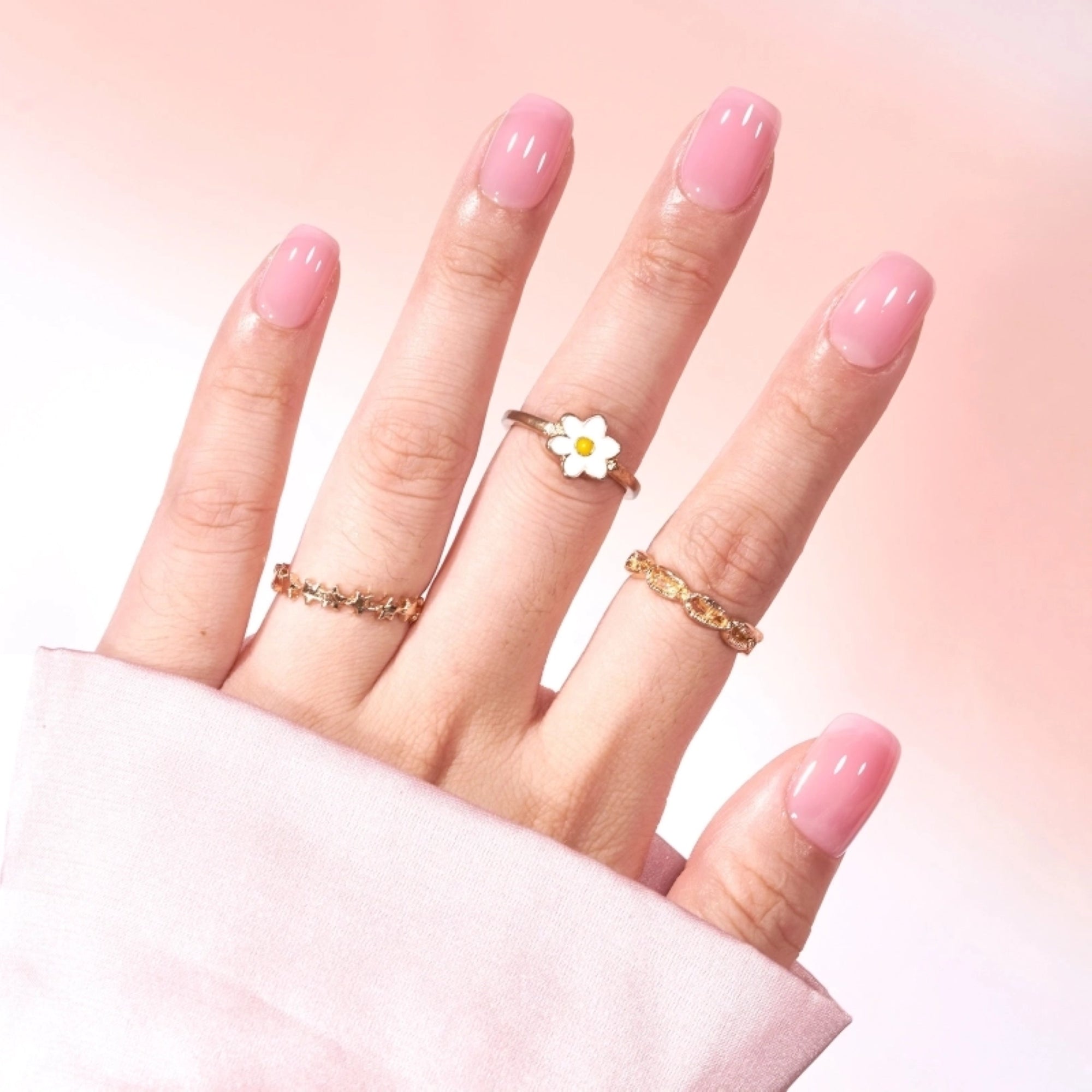 Faux-ongles carré rose